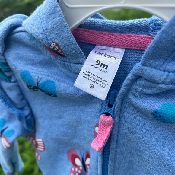 Carters Zip Up Hoodie, 9m - Picture 4 of 6